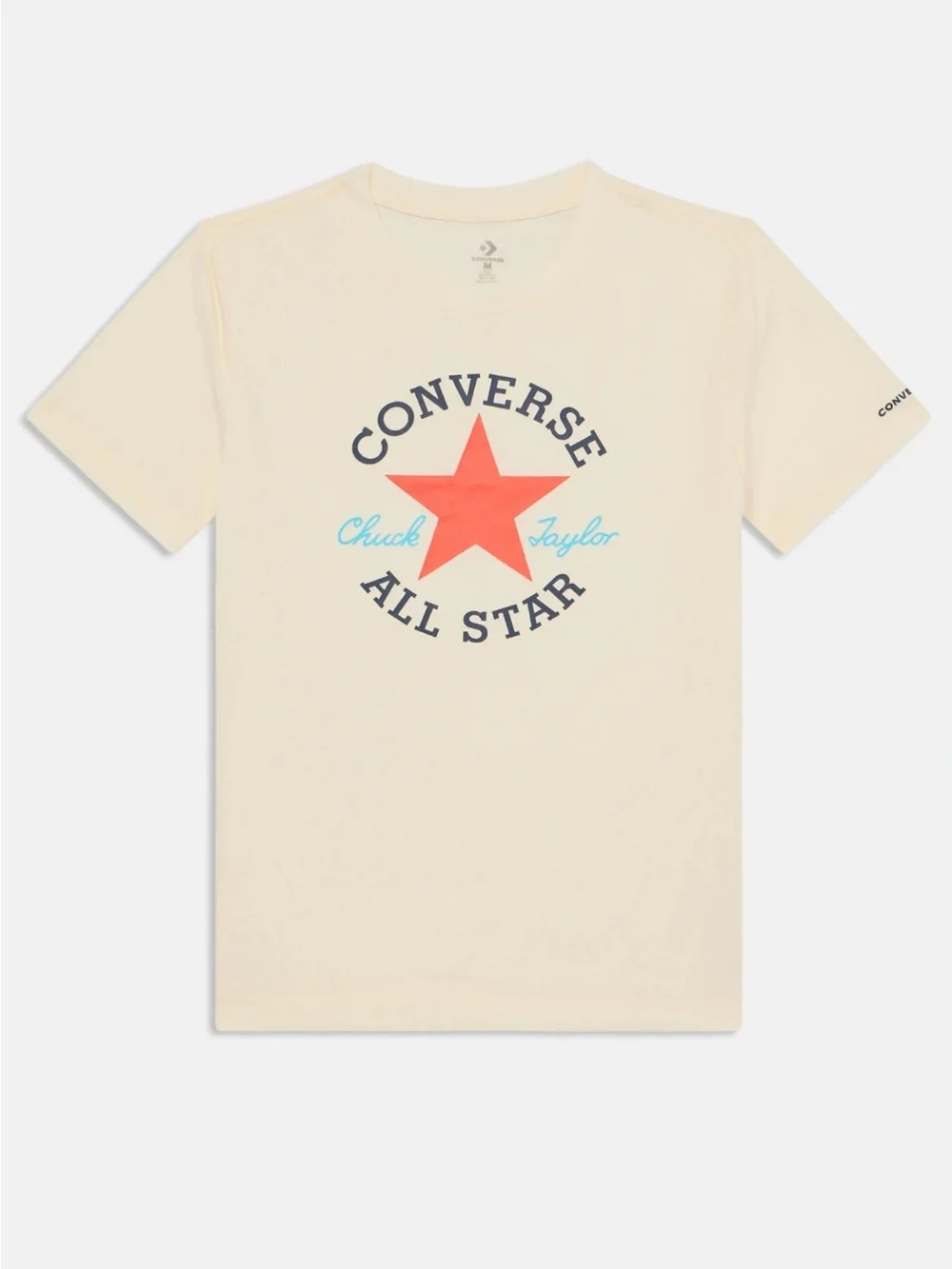 Boys Converse Kids' All Star Logo Tee - Cream with Coral Star